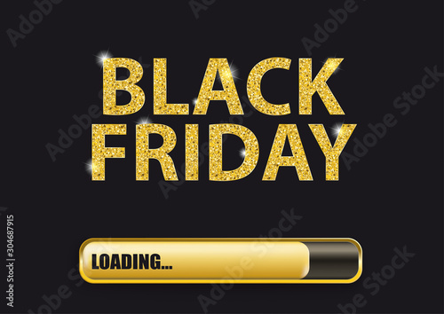 Black Friday Progress Bar Loading Golden Particles