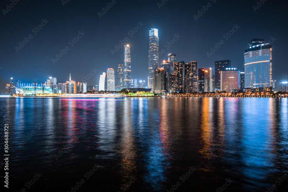 Guangzhou city night landscape in China