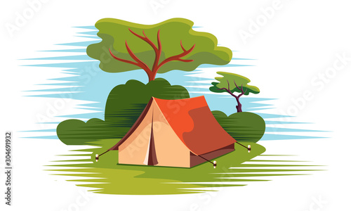 camping tent for trekker and hiker vector illustration