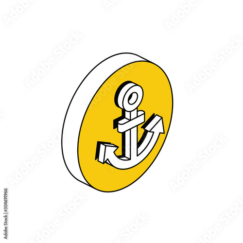 Anchor symbol map label pin. Vector 3d isometric, color web icon, new flat style. Creative illustration design, idea for infographics.