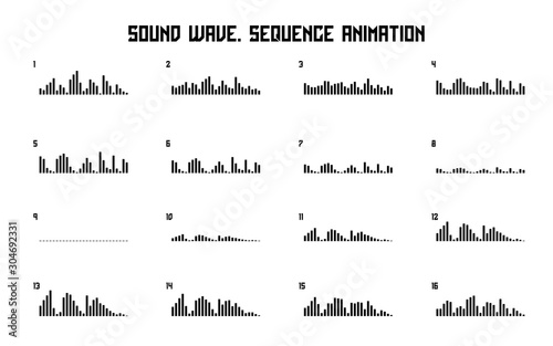 Sound wave sequence animation. Looped sprite for you motion design. Vector Illustration. EPS 10