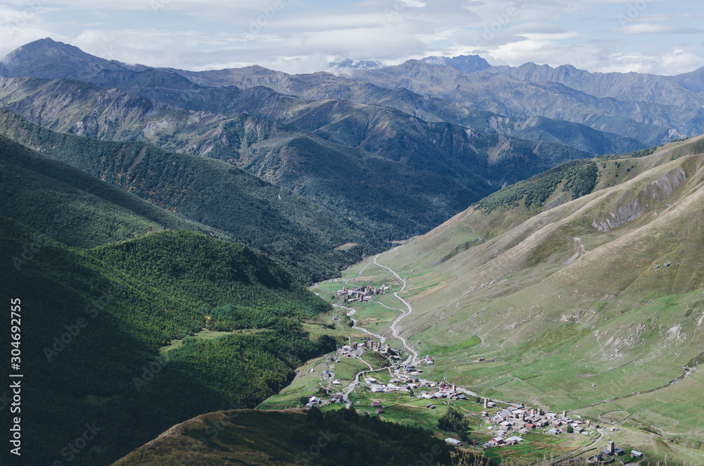 Community Ushguli, Svanetia, Georgia, Main Caucasian Ridge.