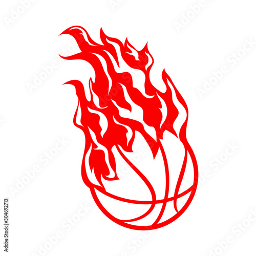 Burning basketball logo. basketball image vector.