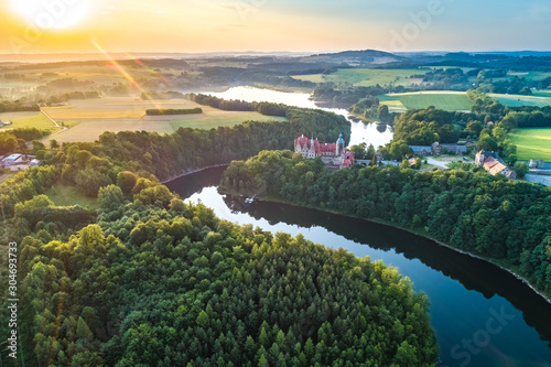 Obraz na płótnie Czocha Castle aerial view w salonie