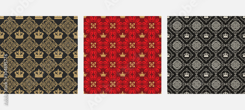 Vector set-backgrounds seamless Wallpaper in Chinese and Japanese style. Three Chinese art templates for your design: greeting cards, flyers, invitations, posters, brochures, banners.