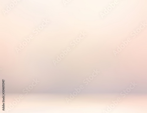 Subtle rosy pastel 3d background. Light pink cream blurred wall and floor texture. Abstract studio illustration.