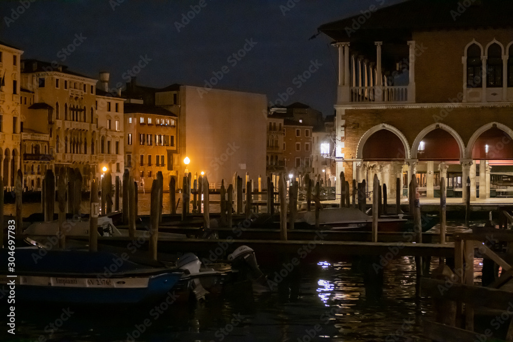 Night view from the canal at Venice, Italy 3