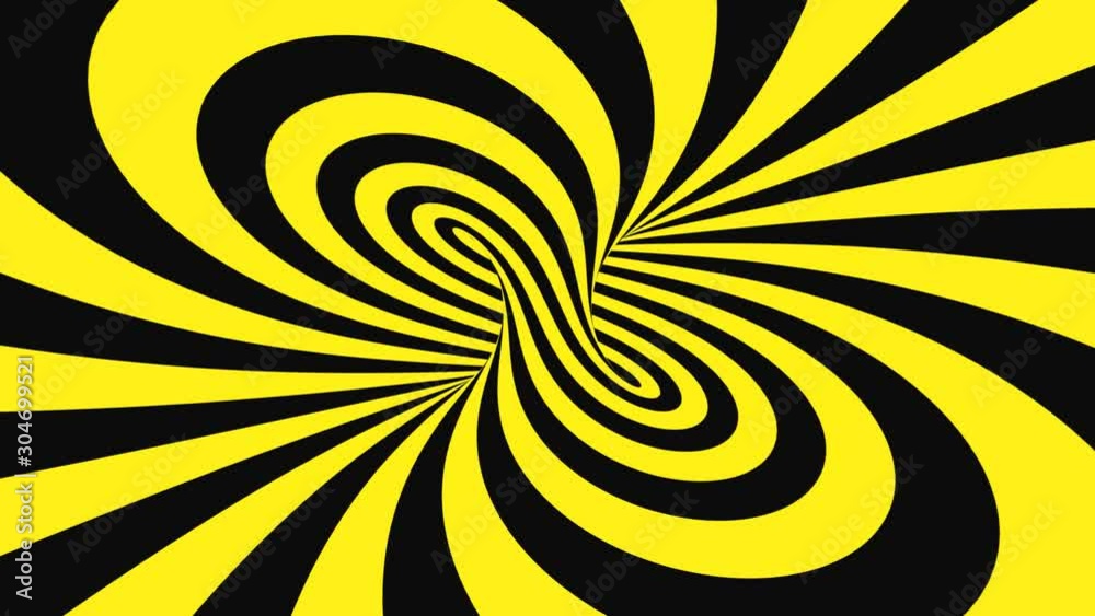 Black and yellow psychedelic optical illusion. Abstract hypnotic animated background. Spiral geometric looping warning wallpaper Black and yellow psychedelic optical illusion. Abstract hypnotic animated background. Spiral geometric looping warning wallpaper