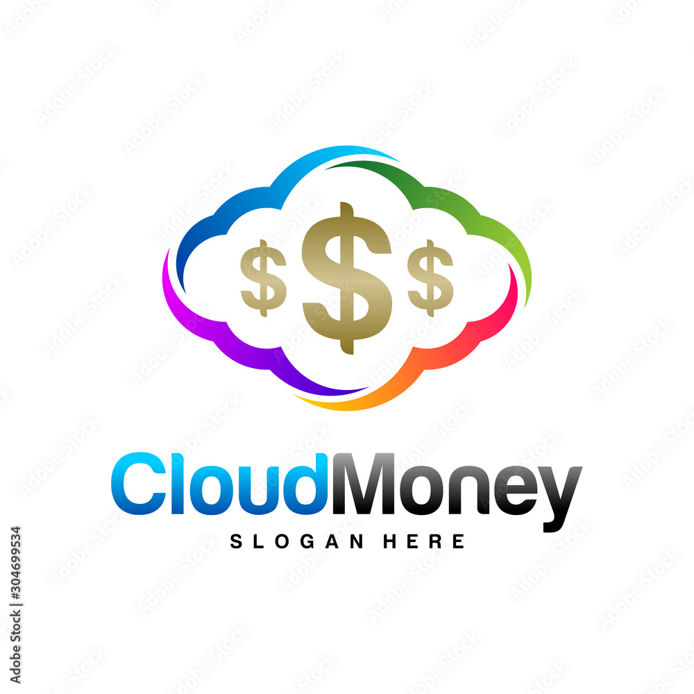Money Cloud Logo Design Vector concept. Cloud Money Logo Template. Icon Symbol. Illustration Money Cloud Logo Design Vector concept. Cloud Money Logo Template. Icon Symbol. Illustration