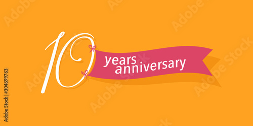 10 years anniversary vector icon, logo. Graphic background or banner for 10th anniversary birthday