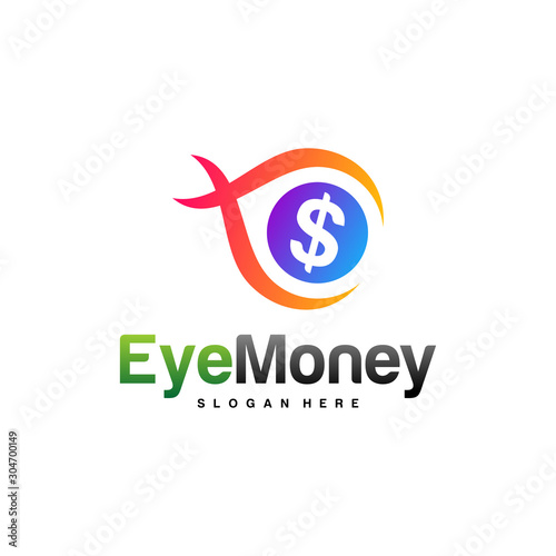 Money Eye Logo Design Vector concept. Eye Money Logo Template. Icon Symbol. Illustration