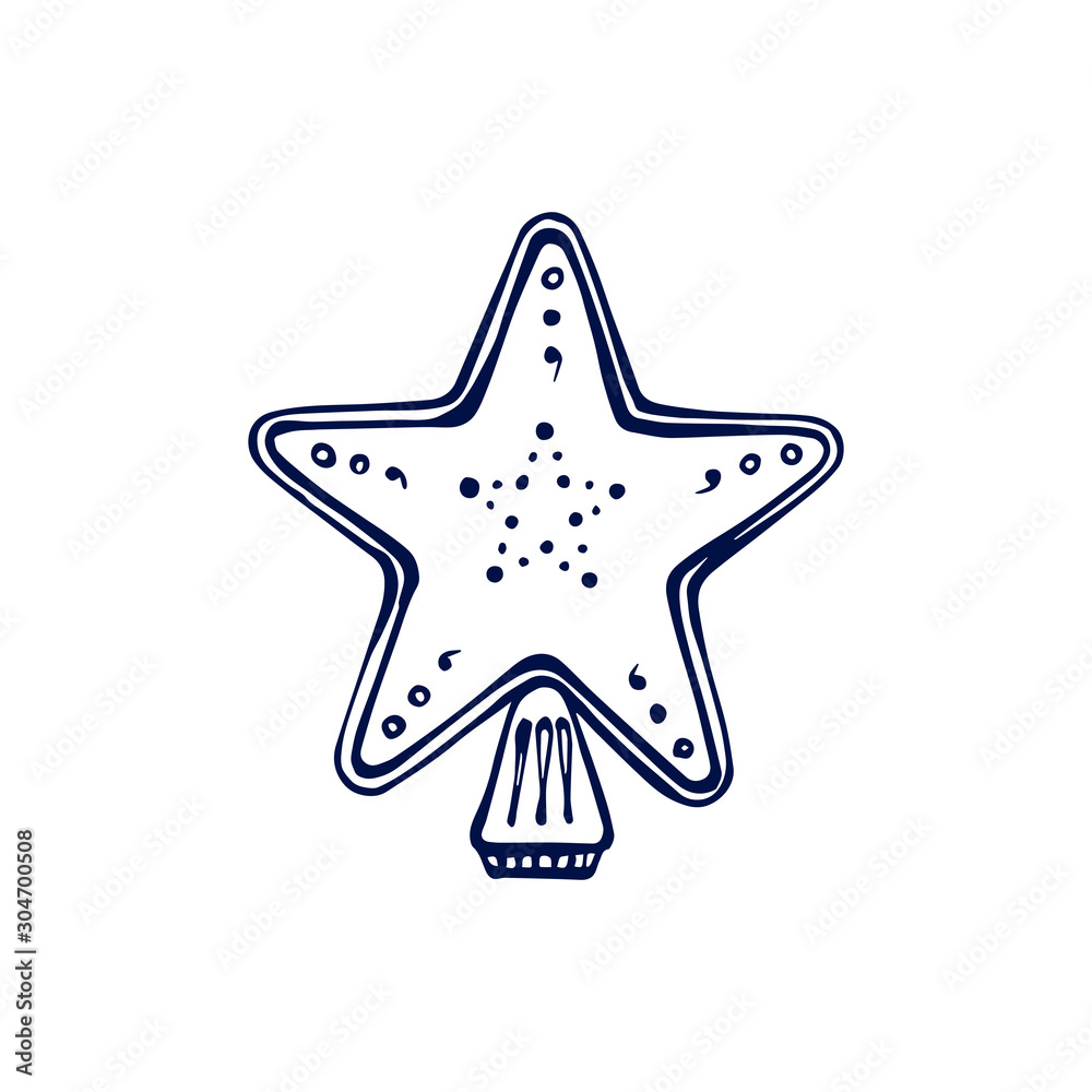 Christmas hand drawn bauble isolated on white