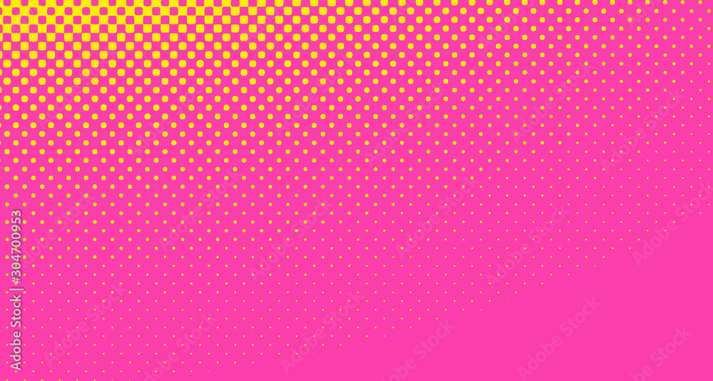 Pink halftone pop art background abstract vector comics style blank layout template with clouds beams and isolated dots pattern. For sale banner for your designe 1960s. with copy space eps10