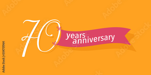 70 years anniversary vector icon, logo. Graphic background or banner for 70th anniversary birthday