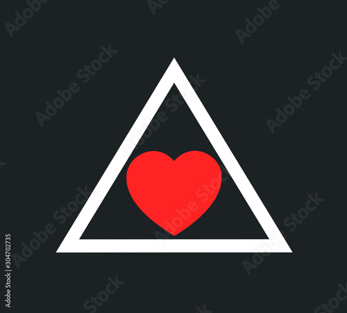 Love triangle - romance and romantic love relationship between three partner, lover and mistress - polygamy, extramarital adultery. Vector illustration. photo