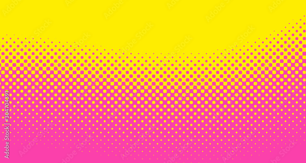 Pink halftone pop art background abstract vector comics style blank layout template with clouds beams and isolated dots pattern. For sale banner for your designe 1960s. with copy space eps10