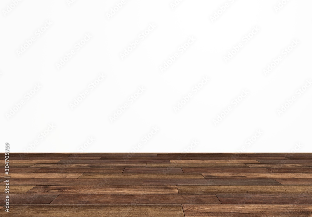 Wood Floor White Background 3D Rendering Wood Floor White Background 3D Rendering