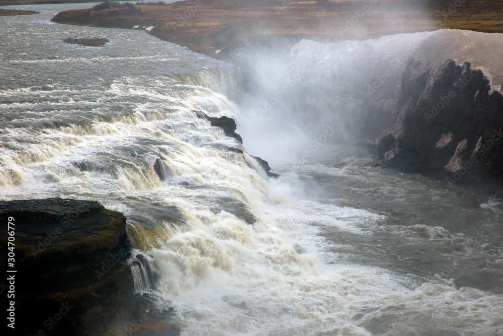 Massive white waterfall in Iceland Massive white waterfall in Iceland