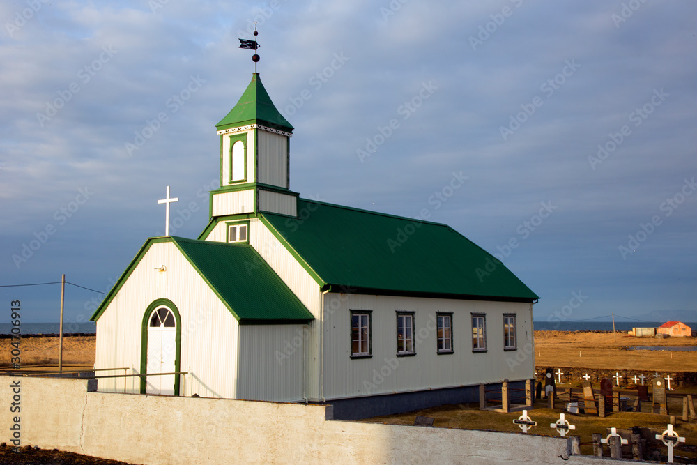 Naklejka premium Community Church in the Sunday Morning in Iceland
