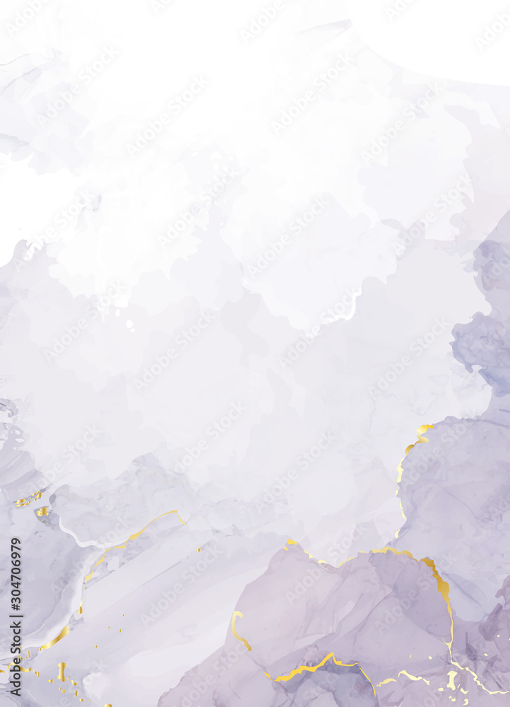 Obraz premium Mauve purple watercolor fluid painting vector design card.