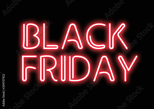 Neon sign with red glow for Black Friday sale