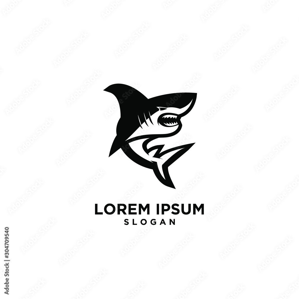 black shark fish predator logo icon design vector illustration