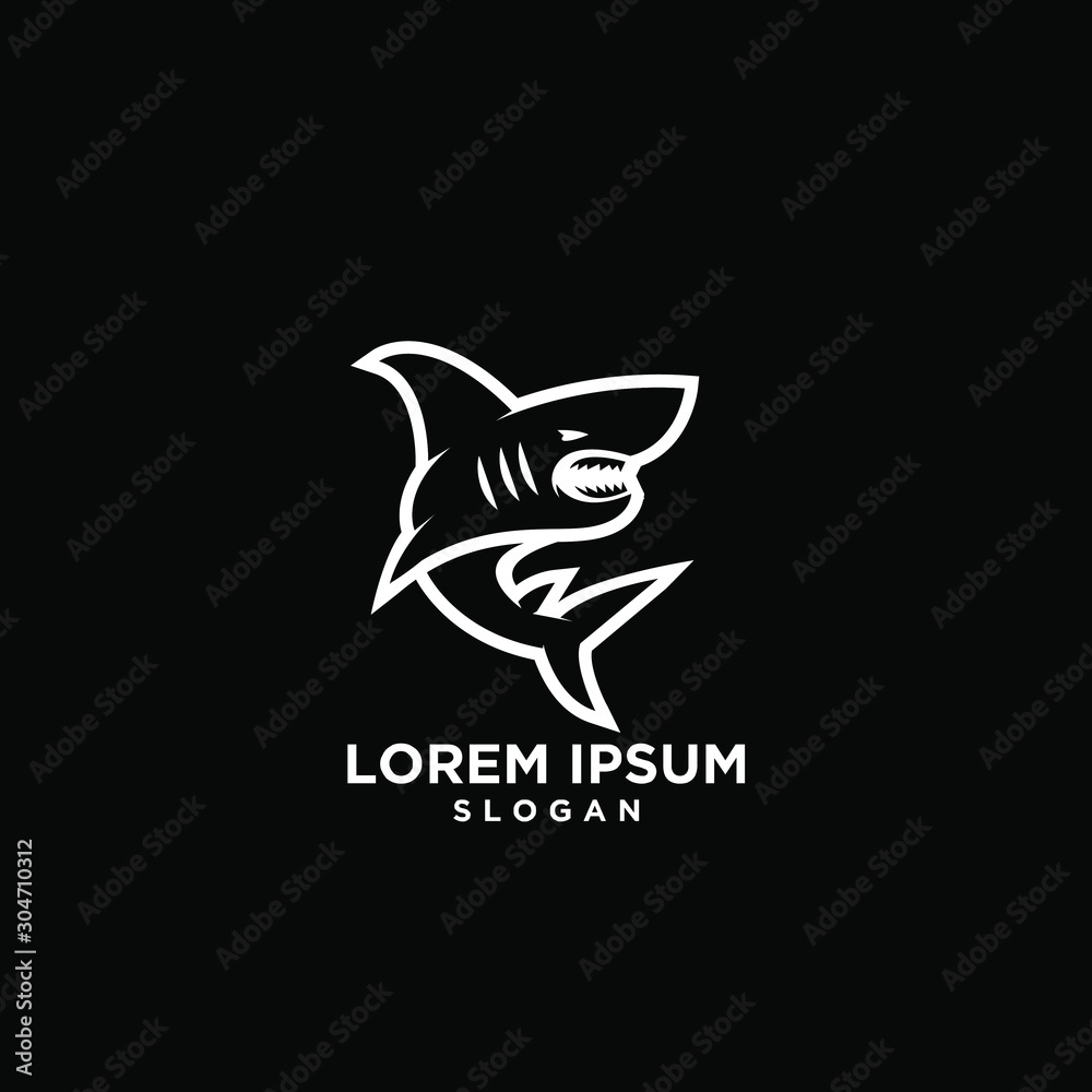 Obraz premium shark outline fish predator logo icon design vector illustration
