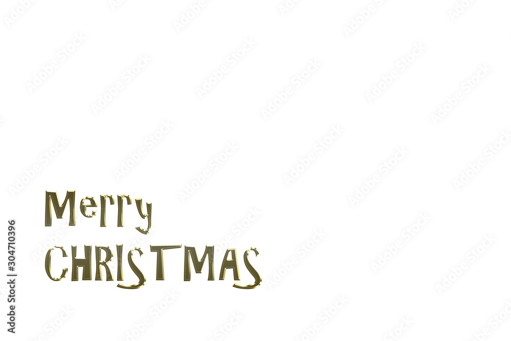 text merry Christmas gold letters on white background