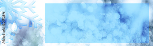 Christmas banner with shiny blue color and graphic elements. Glowing backdrop, space for text