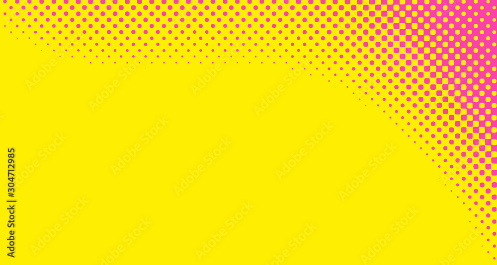 Pink halftone pop art background abstract vector comics style blank layout template with clouds beams and isolated dots pattern. For sale banner for your designe 1960s. with copy space eps10
