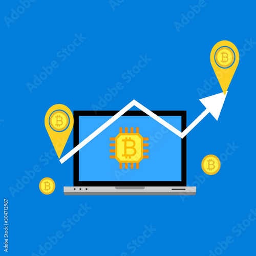 Mobile bitcoin wallet. Flat design style web banner of blockchain technology, bitcoin, altcoins, cryptocurrency mining, finance, digital money market, cryptocoin wallet, stock exchange.