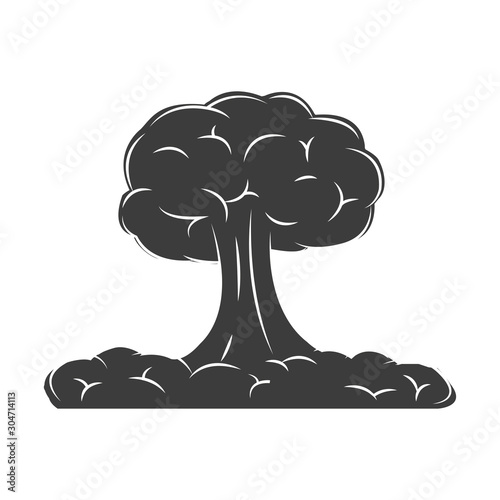 black icon style nuclear explosion, vector illustration
