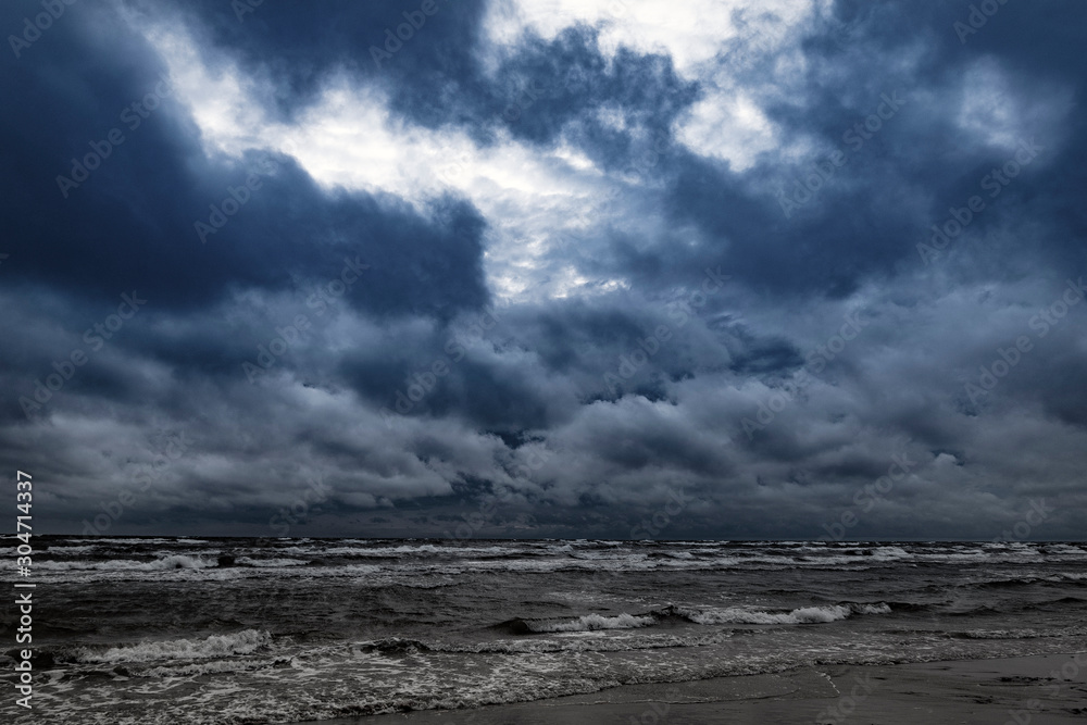 Dark clouds over Baltic sea.