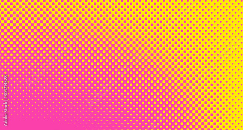 Pink halftone pop art background abstract vector comics style blank layout template with clouds beams and isolated dots pattern. For sale banner for your designe 1960s. with copy space eps10