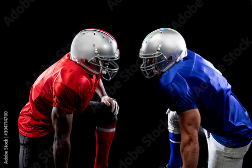 Two American football players head to head