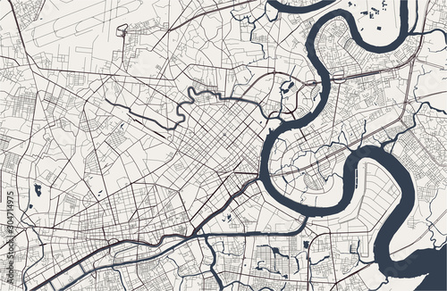 Fotografie, Obraz map of the city of Ho Chi Minh City, Vietnam