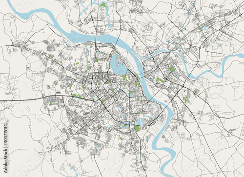 Obraz na plátně map of the city of Hanoi, Vietnam