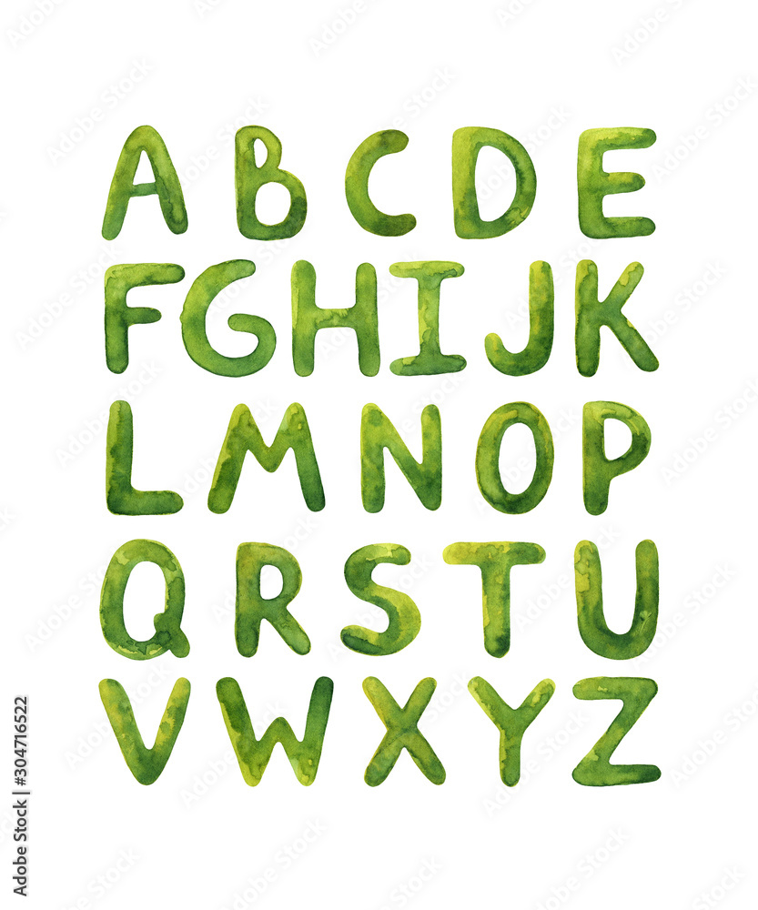 green watercolor alphabet green watercolor alphabet