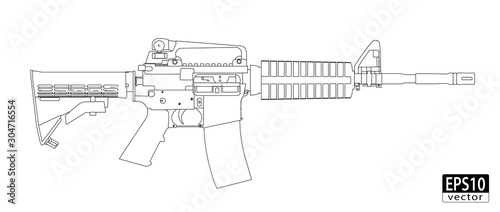 Assault Gun Wireframe (orthographic side view) | EPS10 Vector photo