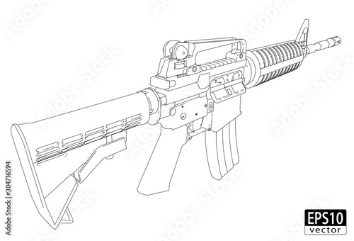 Assault Gun Wireframe (Back)| EPS10 Vector
