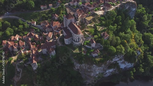 Saint Cirq Lapopie one of the most beautiful villages in France aerial shot