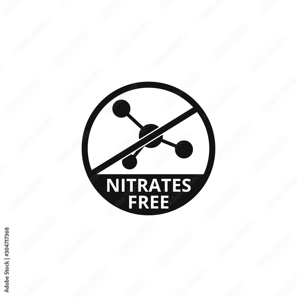 Nitrates free sign vector food label Nitrates free sign vector food label