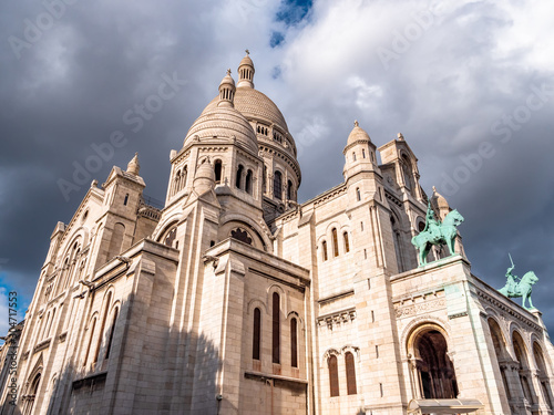 Facade Sacred Heart of Jesus basilica in Paris, France. photo