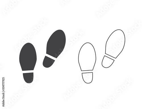 Shoes Footsteps line icon set. Vector flat illustration