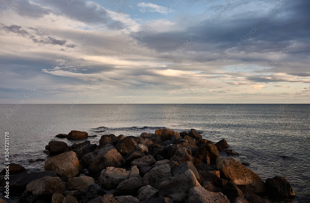 the Mediterranean Sea from the rocks of the Plage Baleine in Sète. France the Mediterranean Sea from the rocks of the Plage Baleine in Sète. France