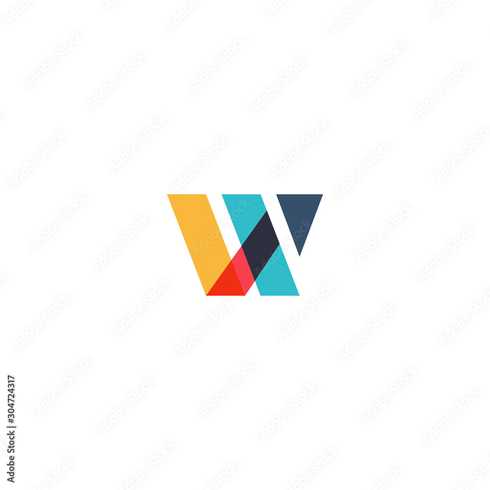 Colorful letter W logo design template - obrazy, fototapety, plakaty 