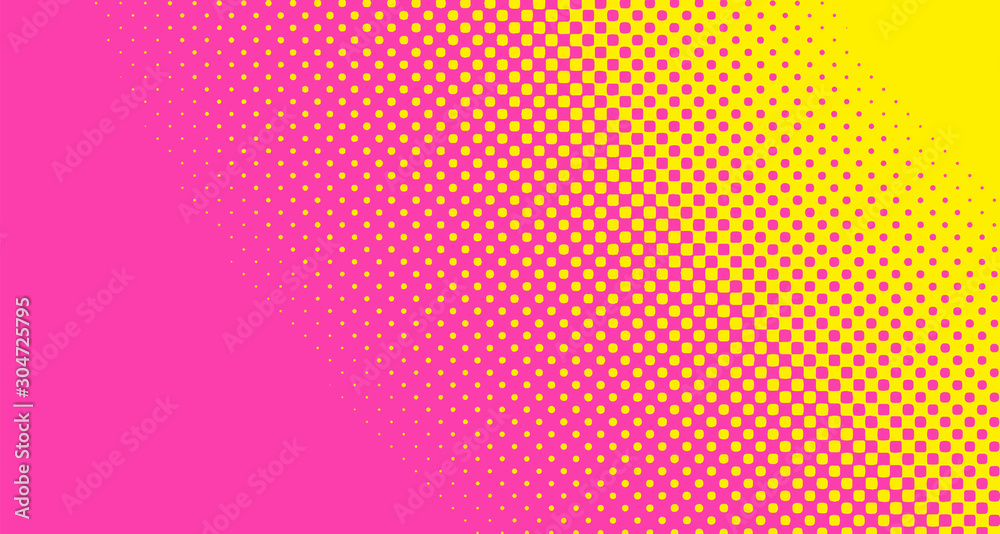 Pink halftone pop art background abstract vector comics style blank layout template with clouds beams and isolated dots pattern. For sale banner for your designe 1960s. with copy space eps10