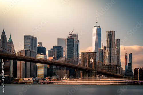 Brooklyn Bridge in Front of Downtown NYC Long Exposure © Alex