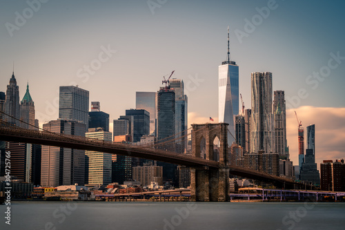 Brooklyn Bridge in Front of Downtown NYC Long Exposure © Alex