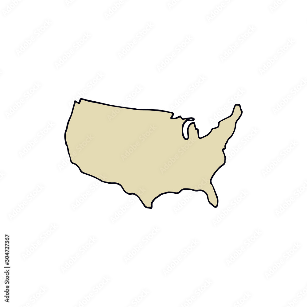 Obraz premium Map of the United States of America. Hand drawn vector illustration on white background.